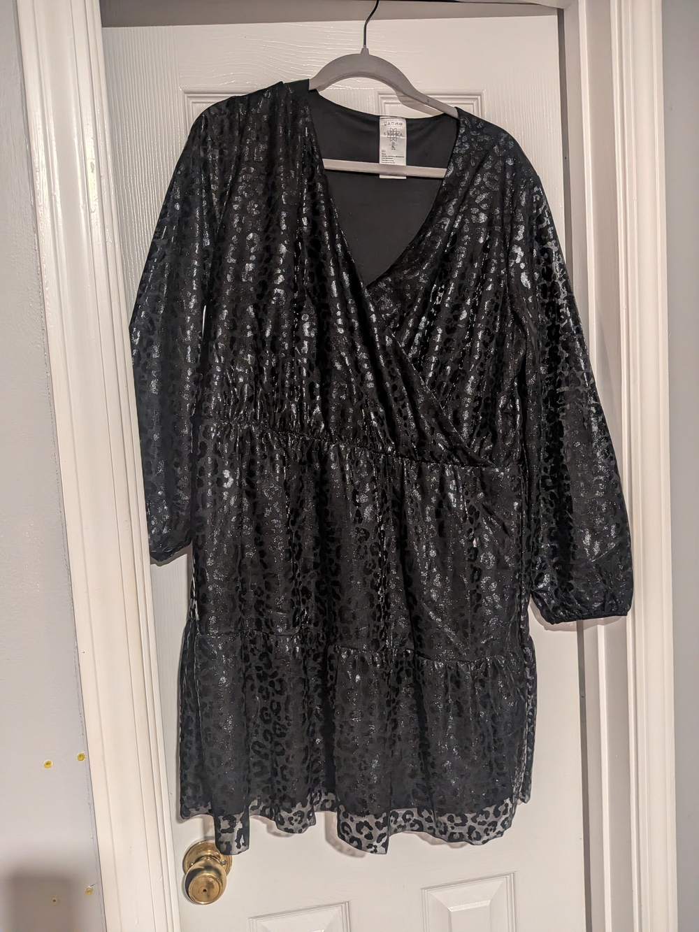 Women's Black Shimmer Tiered Dress